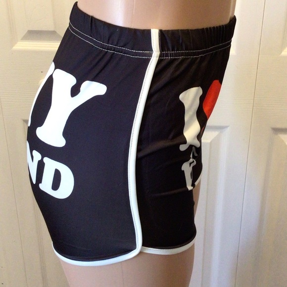 Womens Sexy High Waisted I Love My Husband Stretch Booty Lounge Shorts - Picture 4 of 9